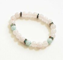 Rose quartz pearl bracelet - mineral semi-precious stone jewelry
