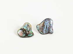 Ear clips made of pieces of abalone shells - a pair of mother-of-pearl earrings