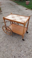 Antique wooden cart with porcelain tile roof