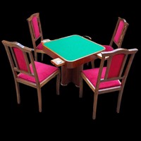 Antique card table- gaming table with 4 chairs
