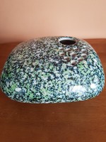 Retro applied art ikebana, green pebble vase, flawless flower arrangement