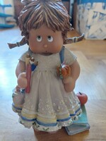 Cuqui, ceramic Spanish school girl, marked. Cute, pigtails, with apple (even with free delivery)