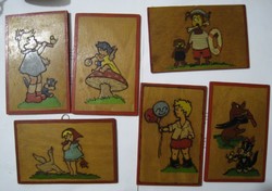 Hanging, old children's room decorations, wooden signs