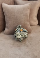 Antique Tibetan silver filigree opening pendant with corals