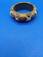 Retro bone bracelet with copper inlay