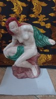 Art deco nude statue, lady in art nouveau style, relief, figurative ornament