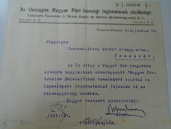 ZA468.1 Temesvár - Magyar Párt Bánsági Tagozatának Elnöksége 1929 - Szentmiklóssy Sándor őrnagy