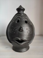 Sárospataki fekete tojás fej portré kerámia szobor