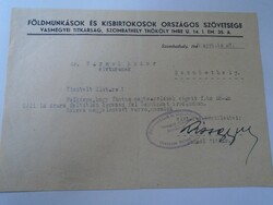 ZA470.15  Szombathely - Kisbirtokosok Országos Szövetsége- Vasmegyei titkárság 1948 Dr. Várnai Andor