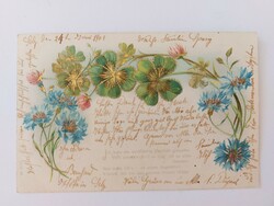 Old postcard 1909 embossed postcard cornflower clover