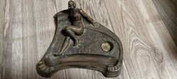 Antik bronz ceruzatartó, bronz akt