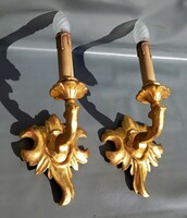 Pair of antique carved wooden wall brackets