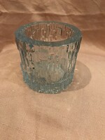 Ice blue Scandinavian glass bowl, candle holder 80s/90s