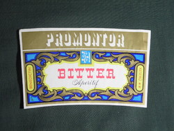 Wine vermouth label, Promontor, Budafok winery, wine farm, bitter bitter liqueur
