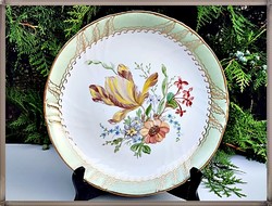 Kézzel festett gyönyörű színes virágcsokor mintás porcelán tányér