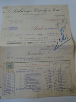 ZA470.36  Andrényi Károly Nagyvárad -Arad számla 1913 Temesszépfalu Lántz Nándor vasáru több oldalas