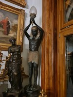 Amazing pair of iron and copper statues (lamps)