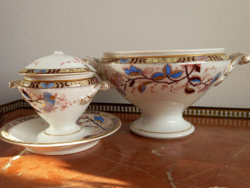 Szecessziós kézi festésű kínáló/szószos/köretes és talpas mustáros