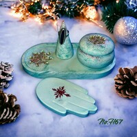 Christmas table decoration - home decor - ring holder - oval tray with candle holder