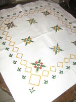 Charming Christmas woven cross-stitch hand-embroidered tablecloth