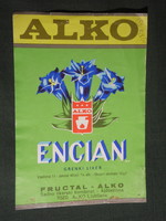 Liqueur vermouth label, Yugoslavia, Slovenia, Alco encian bitter liqueur