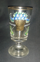 Antik bieder kézi festésű, aranyozott üveg pohár