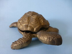Antique turtle-shaped brass bowl, jewelry holder