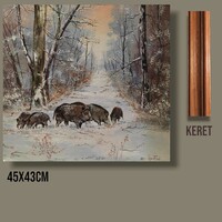 First snow oil painting, hunting painting