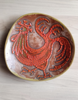 Retro b. Várdeák ildiko ceramic plate with a rooster motif