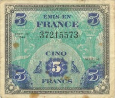 5 French francs 1944 France military military 1.