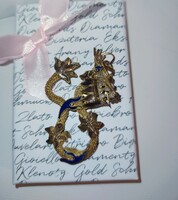 Chinese filigree enamelled+gilded dragon pendant