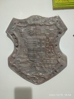 Nagy méretű falidísz magyar címer, relief, dombormű