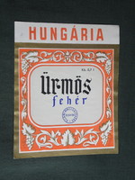 Bor címke, Monimpex Budafok pincészet, borgazdaság, Hungária Ürmös fehér bor