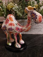 Camel with floral ceramic hat