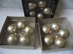Beige-colored, gold-decorated glass sphere Christmas ornament, pine tree Christmas tree ornament, pine tree ornament 15 pcs