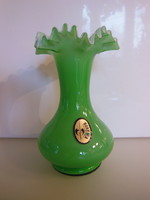 Vase - glass - bohemia - marked - extremely thick - 16 x 10 cm - - flawless
