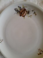 Hollóházi tányér barna virágos