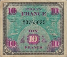 10 French francs 1944 France military military 3.