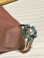 Old flawless condition 14kr gold ring decorated with turquoise for sale! Price: 55,000.-