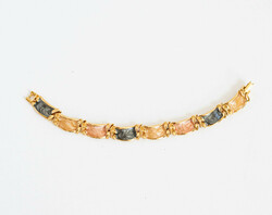 Last option - vintage bracelet in shiny gold color with enamel painting - bracelet, jewelry
