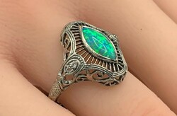Opal gem, sterling silver ring /925/ size 56 - new, many handmade jewelry!