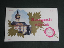 Bor címke, Szeged, pincészet, borgazdaság, Szegedi vörös bor
