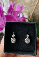 Gold button earrings with white sapphires 14k buton earrings