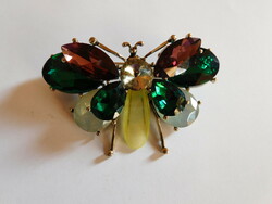 Large butterfly brooch with polished stones