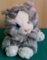 Cute silver gray striped plush kitten, cat 12 x 12 x 18 cm