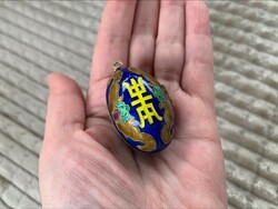 Vintage keleti zománcozott ezüst nyitható tojás medál, nagyméret, 925-ös sterling ezüst