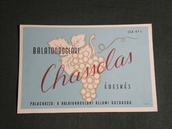 Wine label, Balatonboglár, winery, wine farm, chasselas wine from Balatonboglár