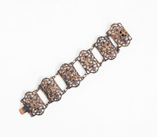 Vintage bracelet in bronze color, cross pattern - bracelet, jewelry