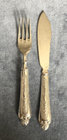 A pair of silver-plated, old fish cutlery