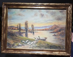 Juhász a folyóparton festmény